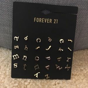 Forever21 Gold Alphabet Earring Set